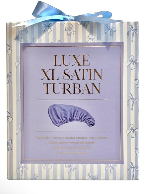 Luxe Accessories - LUXE XL Satin Adjustable Turban in Lavender and Cream